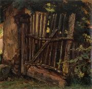 Christian Friedrich Gille Garden Gate oil on canvas